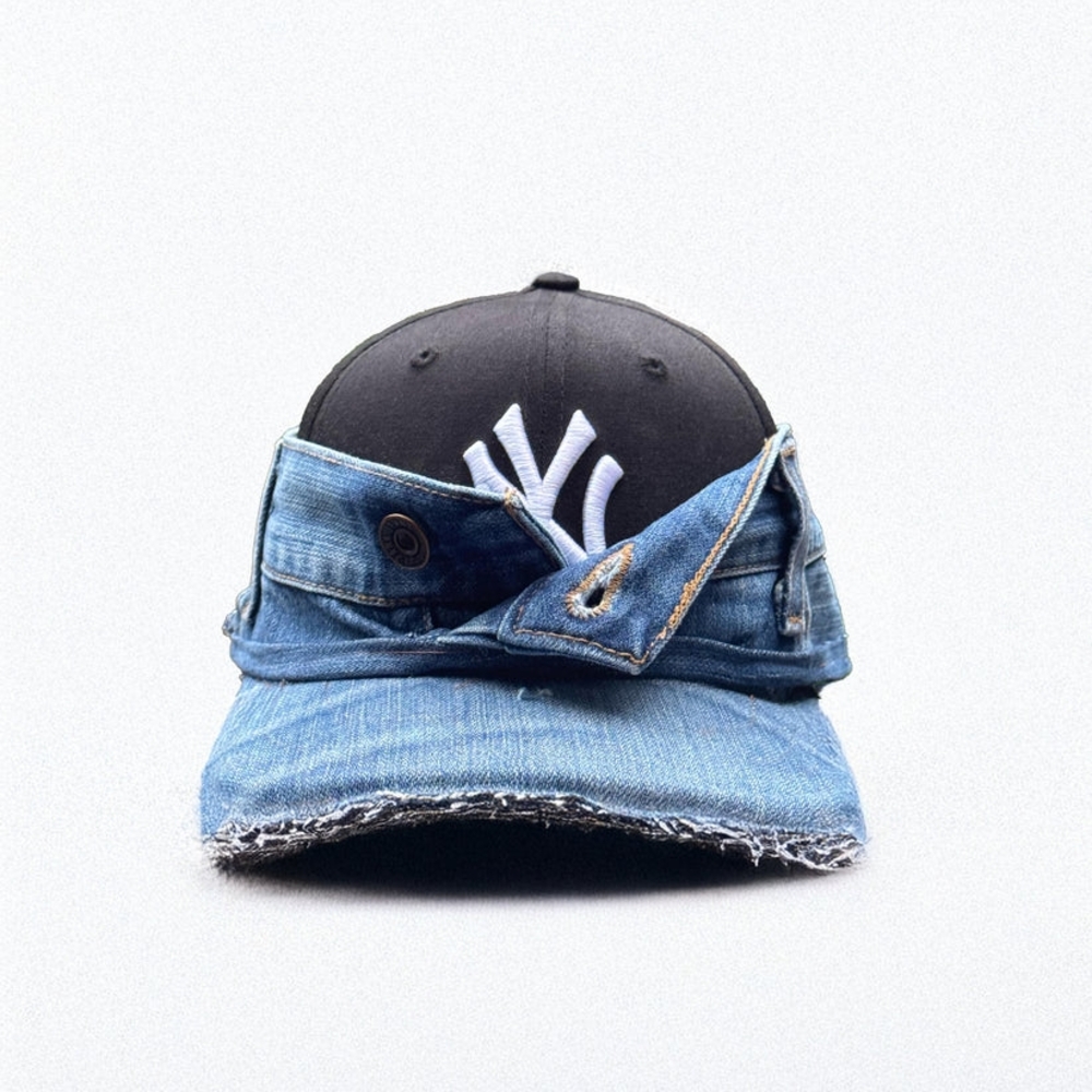Denim and Black Baseball Cap